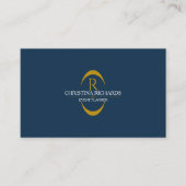 Navy Blue und Gold Monogram Modern Elegant Visitenkarte (Vorderseite)