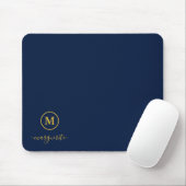 Navy Blue und Gold Monogram Mousepad (Mit Mouse)