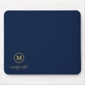 Navy Blue und Gold Monogram Mousepad (Vorne)