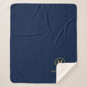 Navy Blue und Gold Monogram Sherpadecke (Vorderseite)