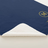 Navy Blue und Gold Monogram Sherpadecke (3/4)