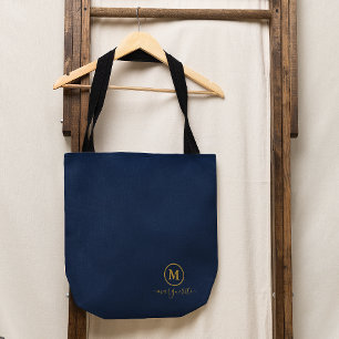 Navy Blue und Gold Monogram Tasche