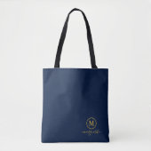 Navy Blue und Gold Monogram Tasche (Vorderseite)
