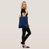 Navy Blue und Gold Monogram Tasche (Am Model)