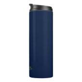 Navy Blue und Gold Monogram Thermosbecher (Nach rechts gedreht)