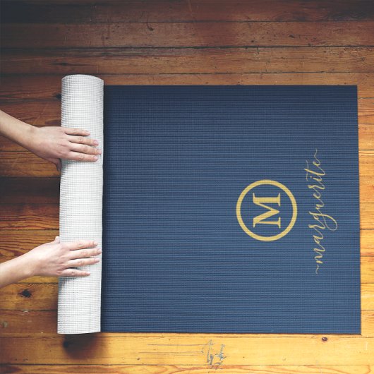 Navy Blue und Gold Monogram Yogamatte