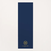 Navy Blue und Gold Monogram Yogamatte (Vorderseite)