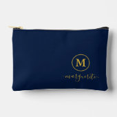 Navy Blue und Gold Monogram Zubehörtasche (Vorderseite)