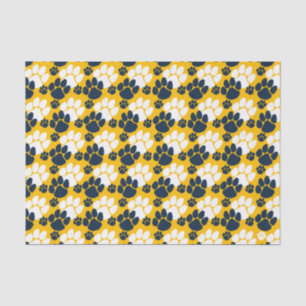 Navy Blue und Gold Small Pawprints Seidenpapier