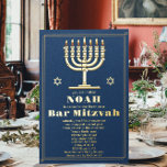 Navy Blue und Gold Star von David Bar Mitzvah Folieneinladung<br><div class="desc">Yellow Elegance Navy Blue Opulence Golden Stern von David Bar Mitzvah Elegante Bar Mitzvah Einladung</div>