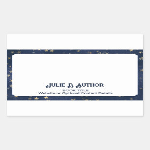 Navy Blue und Gold Starry Author Book Plate Rechteckiger Aufkleber