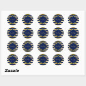 Navy Blue und Gold Streifen Danke Sticker (Blatt)