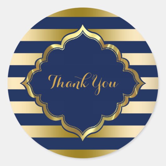 Navy Blue und Gold Streifen Danke Sticker (Vorderseite)