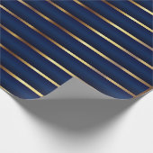 Navy Blue und Gold Streifen Geschenkpapier (Ecke)