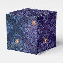 Navy Blue und Gold Vintag Damask