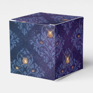 Navy Blue und Gold Vintag Damask Geschenkschachtel