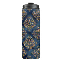 Navy Blue und Gold Vintag Damask Muster
