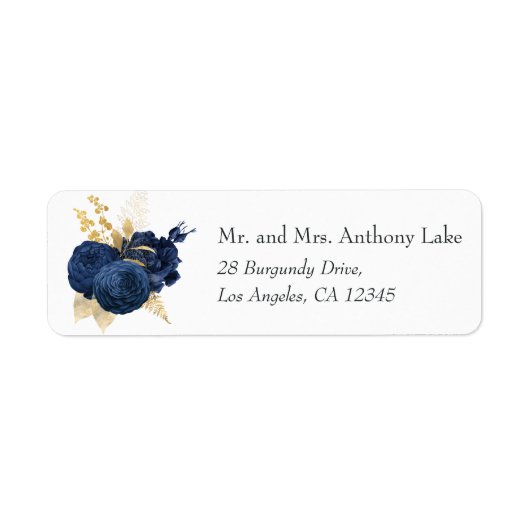 Navy Blue und Gold Vintag Shabby Rose Hochzeit (Vorne)