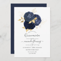 Navy Blue und Gold Vintage Rose Quinceañera Foto