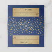 Navy Blue und Gold Zickzack und Confetti Dots 2 Platzkarte (Außenseite Aufgefaltet)