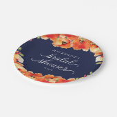 Navy Blue und Golden Poppy Brautparty Pappteller (Schrägansicht)