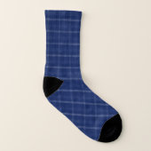Navy Blue und Grau Kariert Socken (Rechts - Außen)