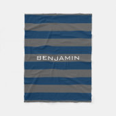 Navy Blue und Grau Rugby Streifen mit Individuelle Fleecedecke (Vorderseite)