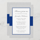 Navy Blue und Grau Zickzack Brautparty Einladung (Vorne/Hinten)