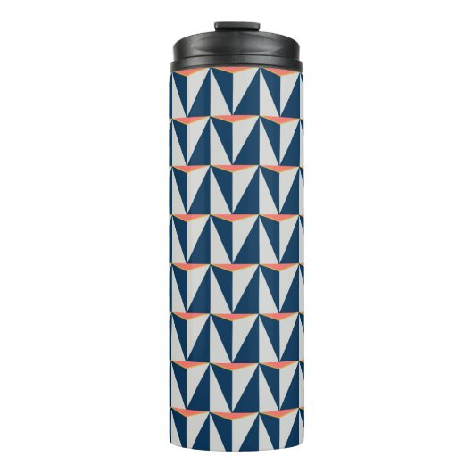 Navy Blue und Gray Geometric Thermosbecher (Vorderseite)