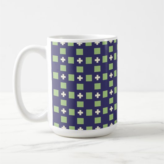 Navy Blue und Green Mosaik Kaffeetasse (Links)