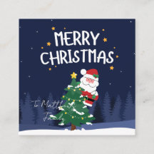 Navy Blue und Green Tree Santa Merry Weihnachten