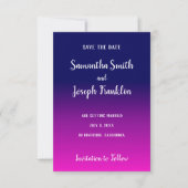 Navy Blue und Hot Pink Ombre Save the Date Einladung (Vorderseite)