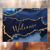 Navy Blue und Imitate Gold Glitzer Marble Agate Fensteraufkleber (Blatt 2)