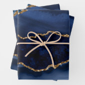 Navy Blue und Imitate Gold Glitzer Marble Agate Geschenkpapier Set (Beispiel)