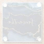 Navy Blue und Imitate Gold Glitzer Marble Agate Glasuntersetzer (Rückseite)