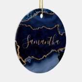 Navy Blue und Imitate Gold Glitzer Marble Agate Keramik Ornament (Rechts)