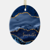 Navy Blue und Imitate Gold Glitzer Marble Agate Keramik Ornament (Rechts)