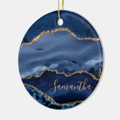 Navy Blue und Imitate Gold Glitzer Marble Agate Keramik Ornament (Links)