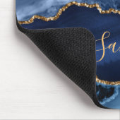 Navy Blue und Imitate Gold Glitzer Marble Agate Mousepad (Ecke)