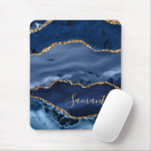 Navy Blue und Imitate Gold Glitzer Marble Agate Mousepad (Mit Mouse)