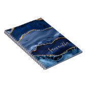 Navy Blue und Imitate Gold Glitzer Marble Agate Notizblock (Rechte Seite)