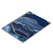 Navy Blue und Imitate Gold Glitzer Marble Agate Notizblock (Linke Seite)