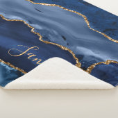 Navy Blue und Imitate Gold Glitzer Marble Agate Sherpadecke (3/4)