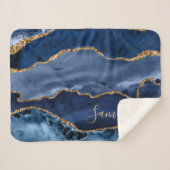 Navy Blue und Imitate Gold Glitzer Marble Agate  Sherpadecke (Vorderseite (Horizontal))
