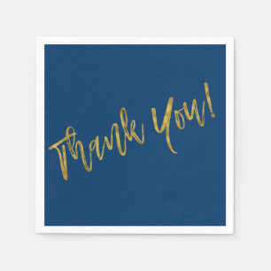 Navy Blue und Imitate Gold Vielen Dank Serviette