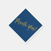 Navy Blue und Imitate Gold Vielen Dank Serviette (Ecke)