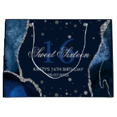 Navy Blue und Imitate Silver Glitzer Agate Sweet 1 Große Geschenktüte (Vorderseite)