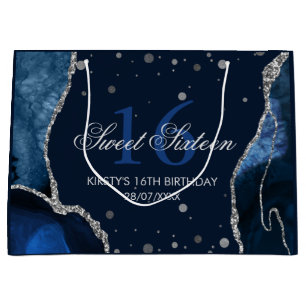 Navy Blue und Imitate Silver Glitzer Agate Sweet 1 Große Geschenktüte
