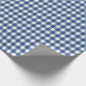 Navy Blue und Ivory Gingham Geschenkpapier (Ecke)