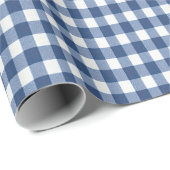 Navy Blue und Ivory Gingham Geschenkpapier (Rolleneckpunkt)